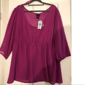Torrid dot peplum sheer top